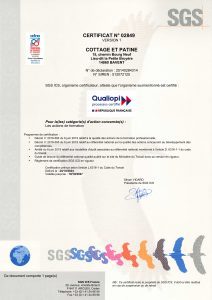 COTTAGE ET PATINE - Certificat 02849 - QUALIOPI - 1 2024 2027